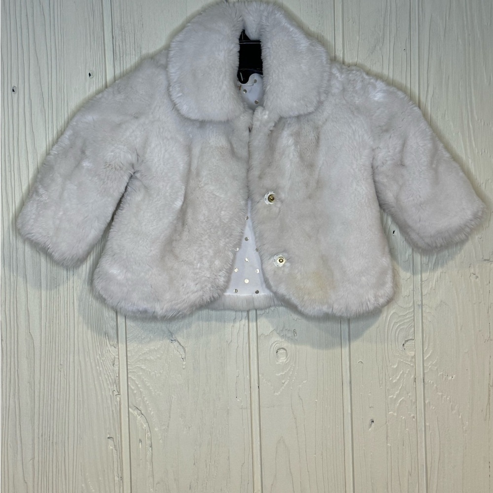 Kate Spade White Faux Fur Coat, Size 12M
